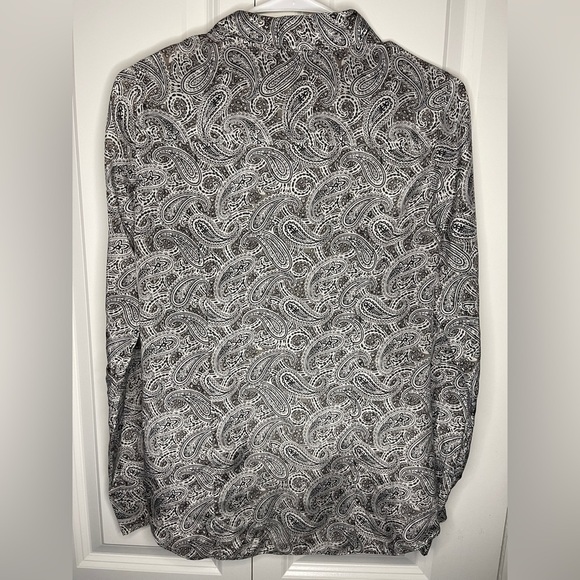 J. Crew Silk Blend The Perfect Shirt Size 2 Small Gray Paisley Button Up Women’s - Picture 5 of 7